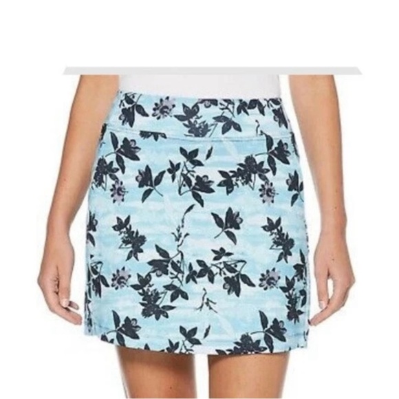 Callaway Skort Size Large Blue Black White Floral Print Moisture Wicking Fabric - Picture 4 of 7